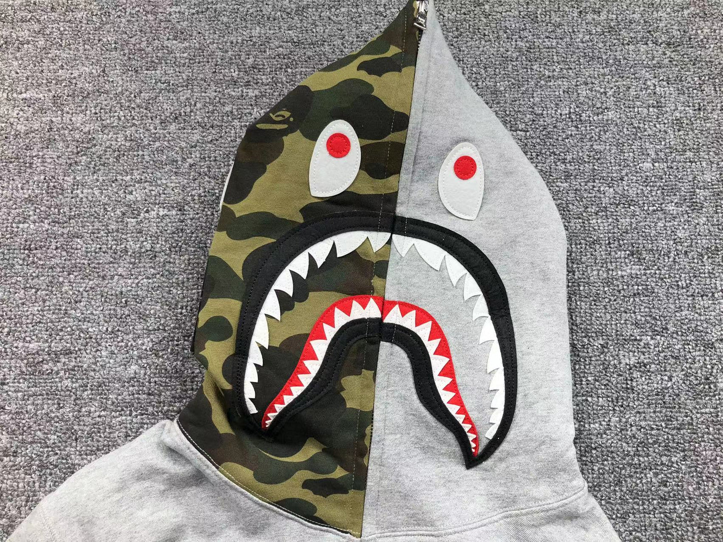 BAPE GREEN CAMO FULL ZIP HOODIE GREY