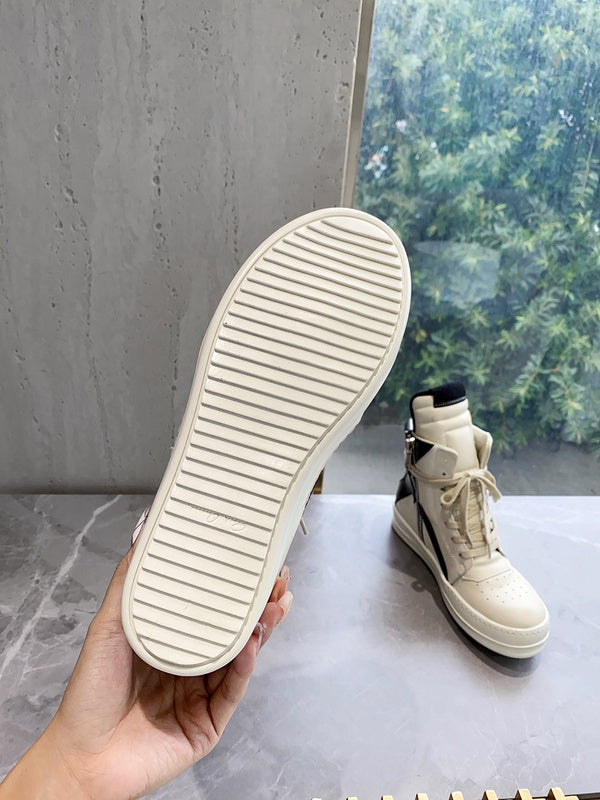 Rick Owens Geobasket Sneakers - Cream and Black