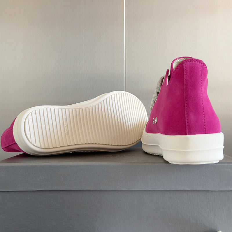 Rick Owens Pink Suede Low-Top Sneakers