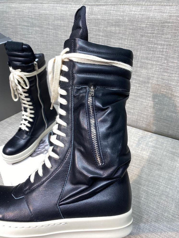 High-Top Leather Lace-Up Boots