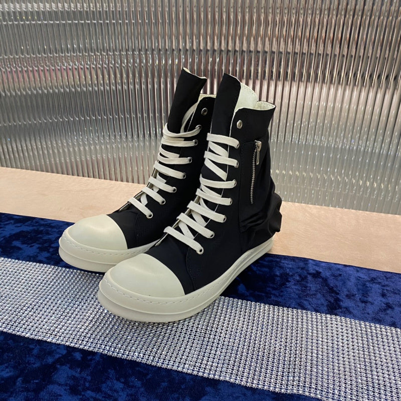 Rick Owens High-Top Nylon Boots - Black and White