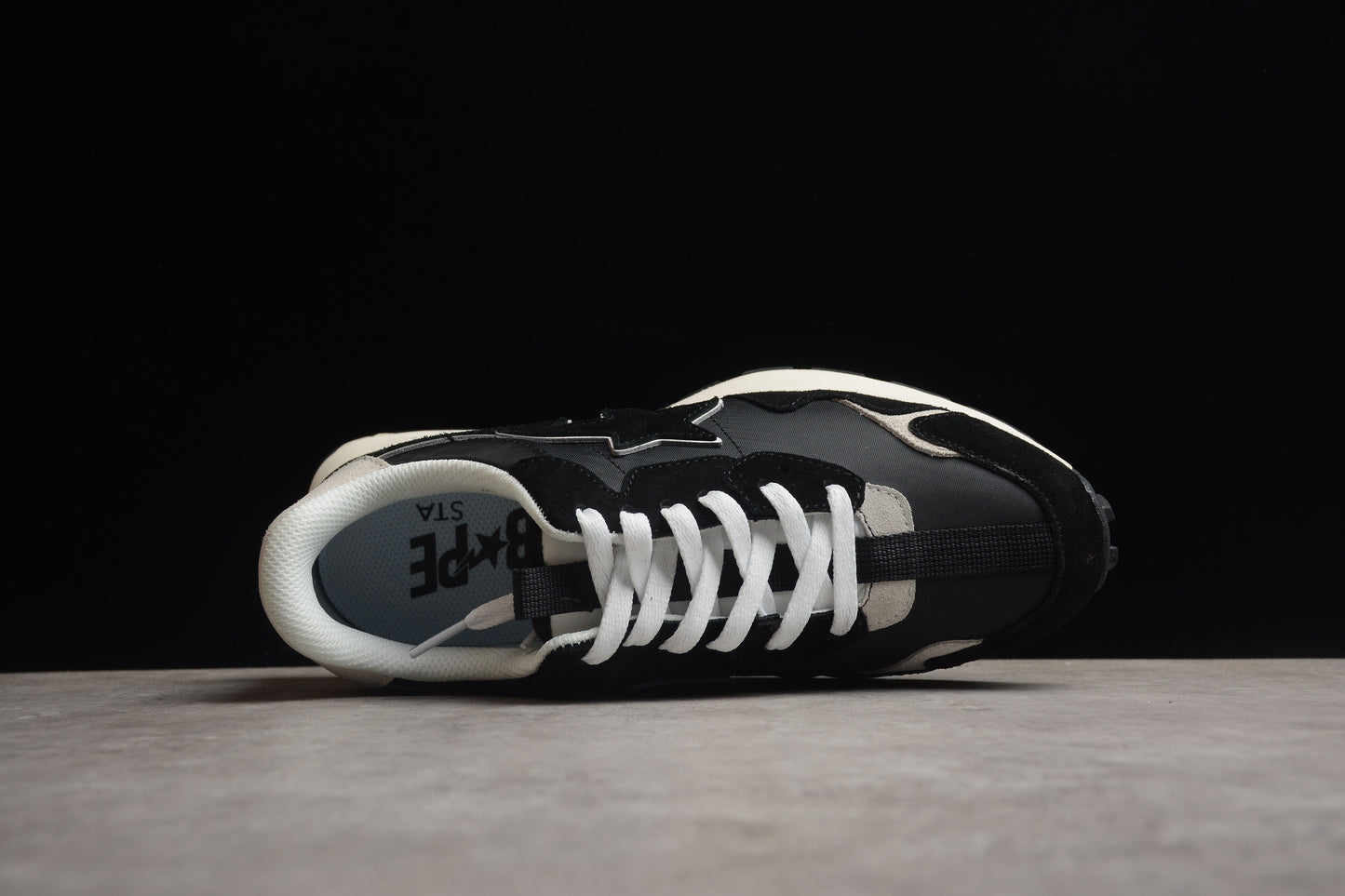 BAPE STA Retro Runner Black and White Sneakers