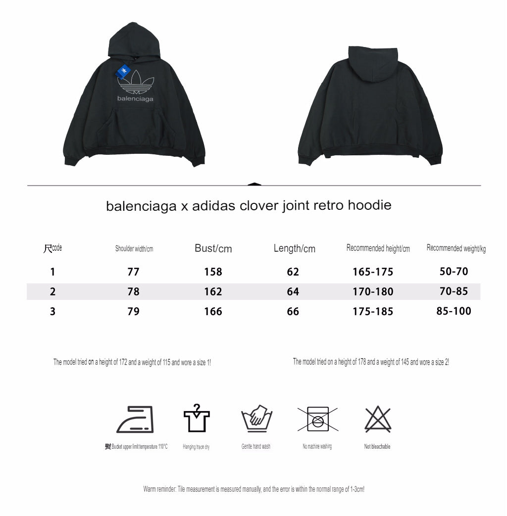 BALENCIAGA x ADIDAS HOODIE BLACK