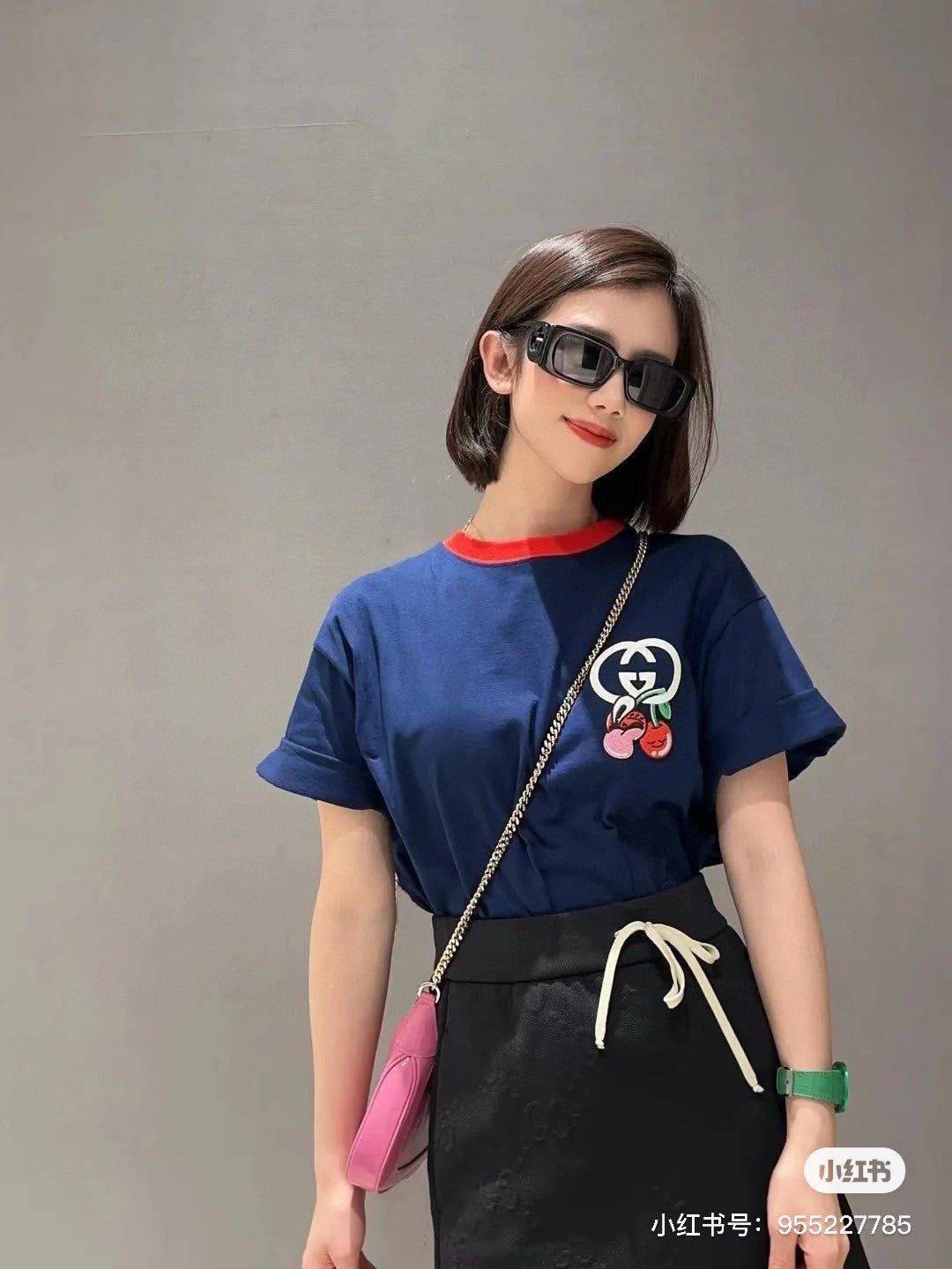 Gucci Cherry Logo Navy T-Shirt