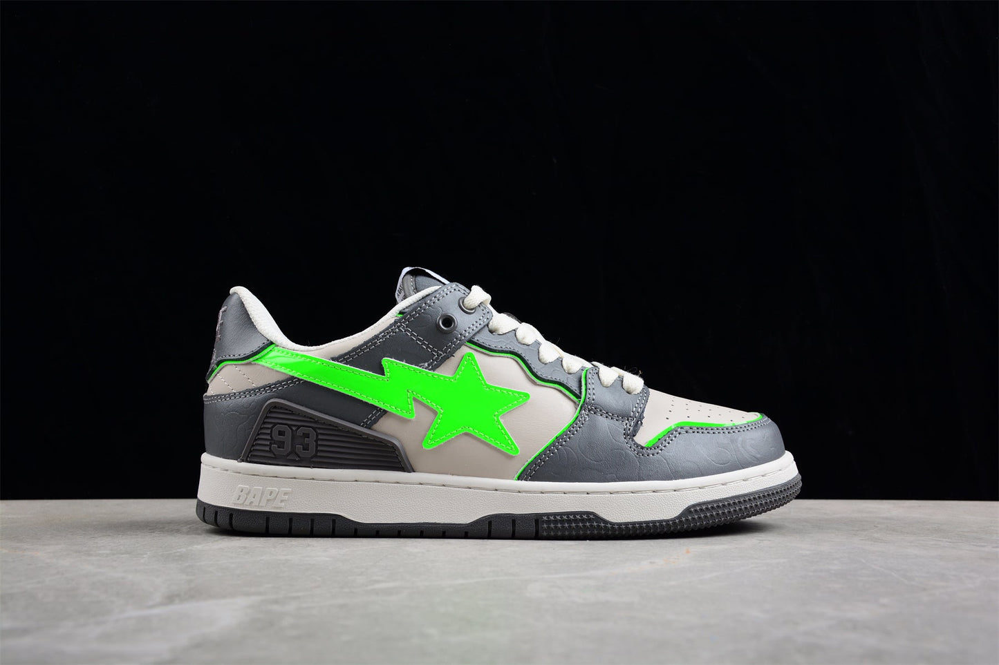 BAPE STA Low-Top Sneakers in Grey and Neon Green