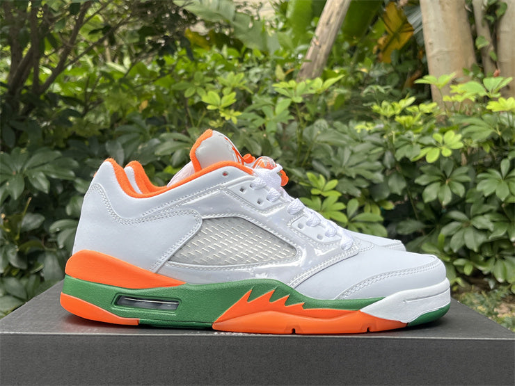 JORDAN 5 Low White/Orange/Green