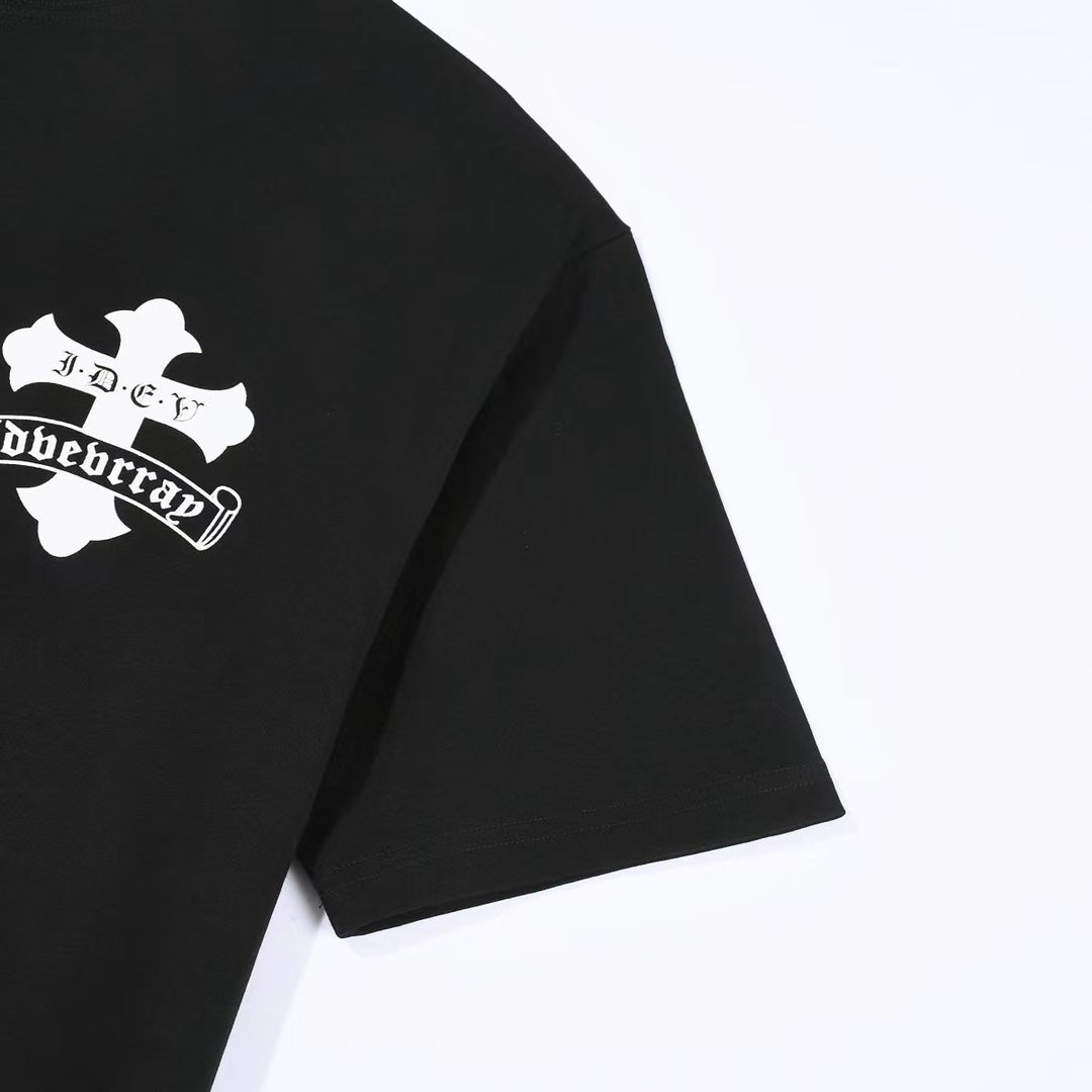 CHROME HEARTS WHITE DOUBLE CROSS T-SHIRT BLACK