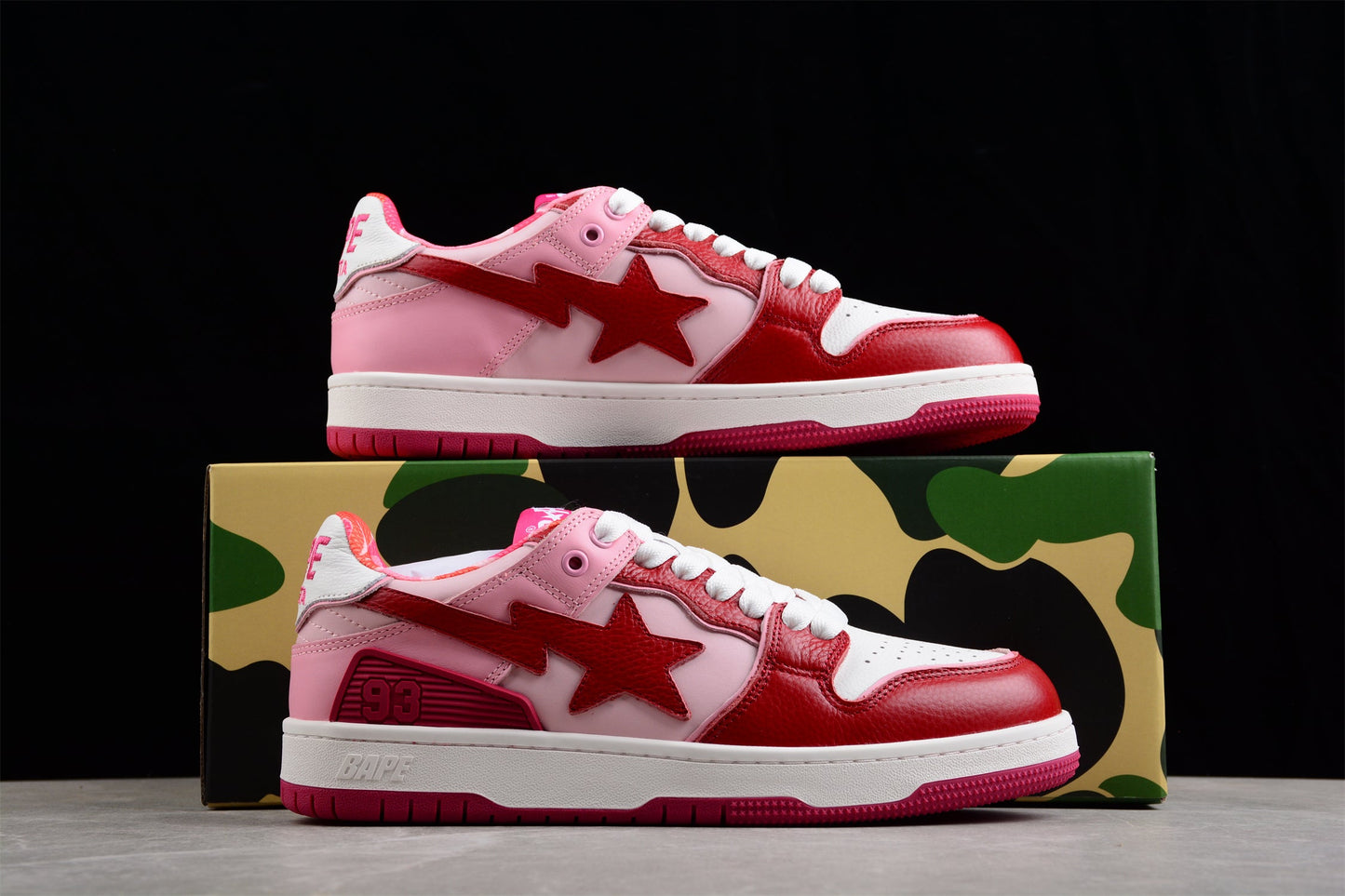 BAPE STA Low-Top Sneakers in Red and Pink