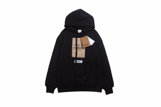 Burberry Black Hoodie with Logo Patch