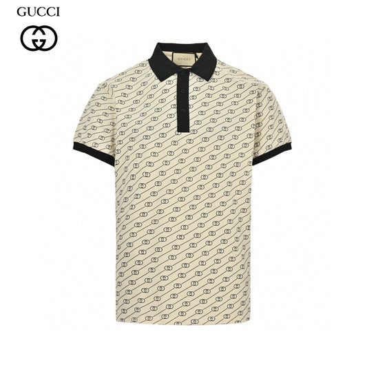 Gucci Beige GG Pattern Polo Shirt