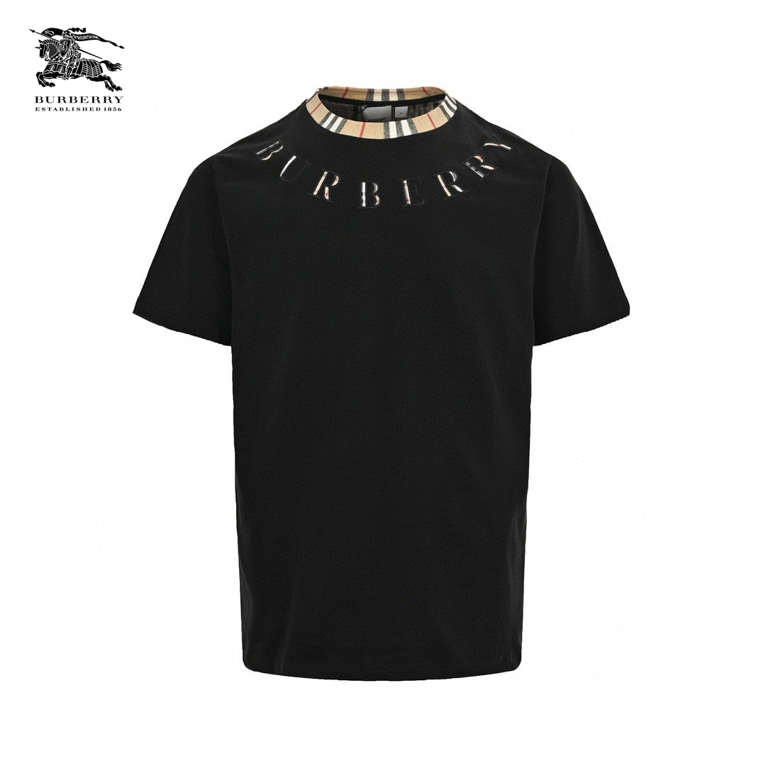 Burberry Check Collar Black T-Shirt