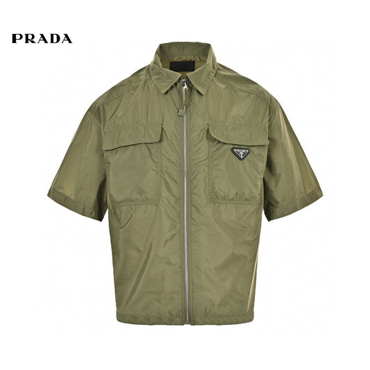 Prada Olive Green Short-Sleeve Jacket