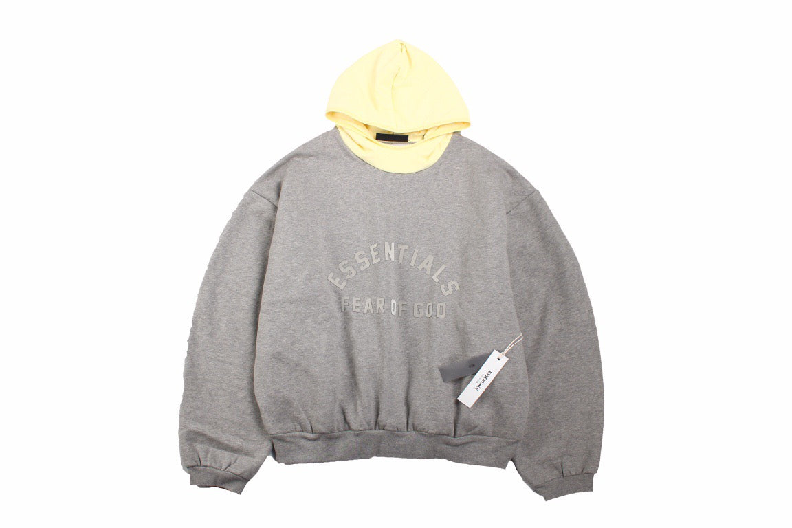 Fear of God Essentials Hoodie - Grey with Yellow Hood