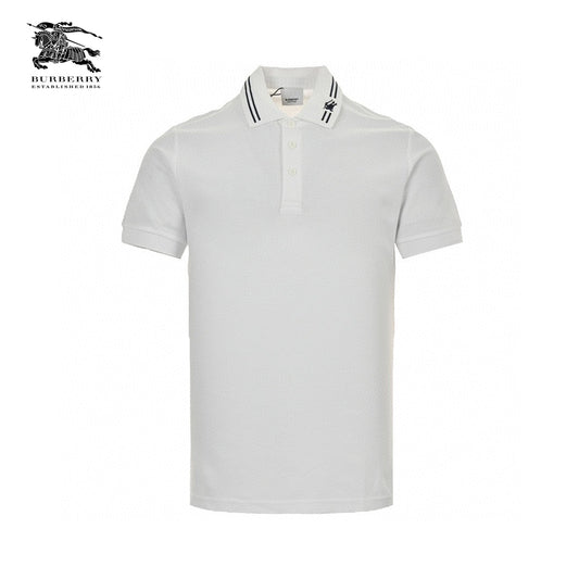 Burberry Striped Collar Polo Shirt in White