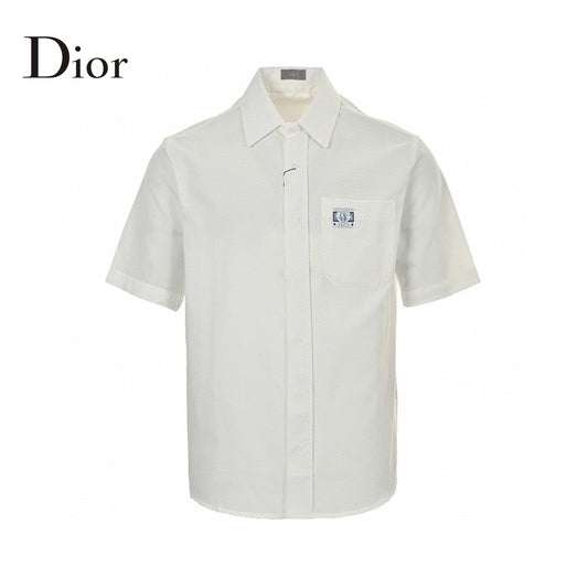 Dior Short Sleeve Button-Up Shirt (White)