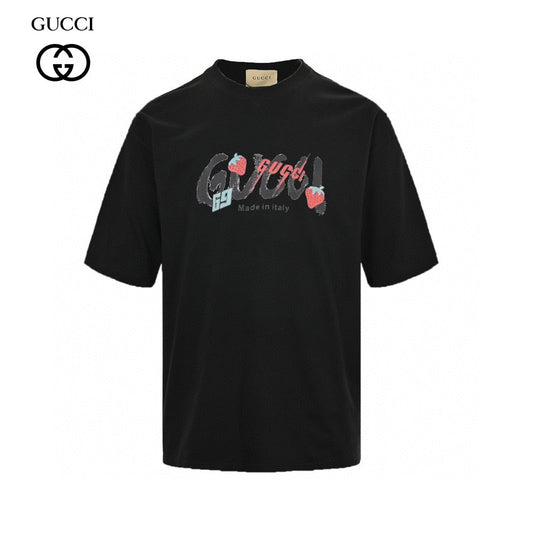 Gucci Strawberry Logo T-Shirt (Black)