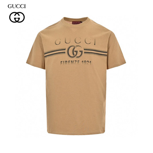 Gucci Tan T-Shirt with Firenze 1921 Logo