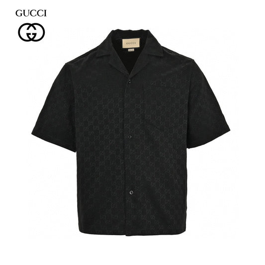 Gucci GG Monogram Black Short Sleeve Shirt