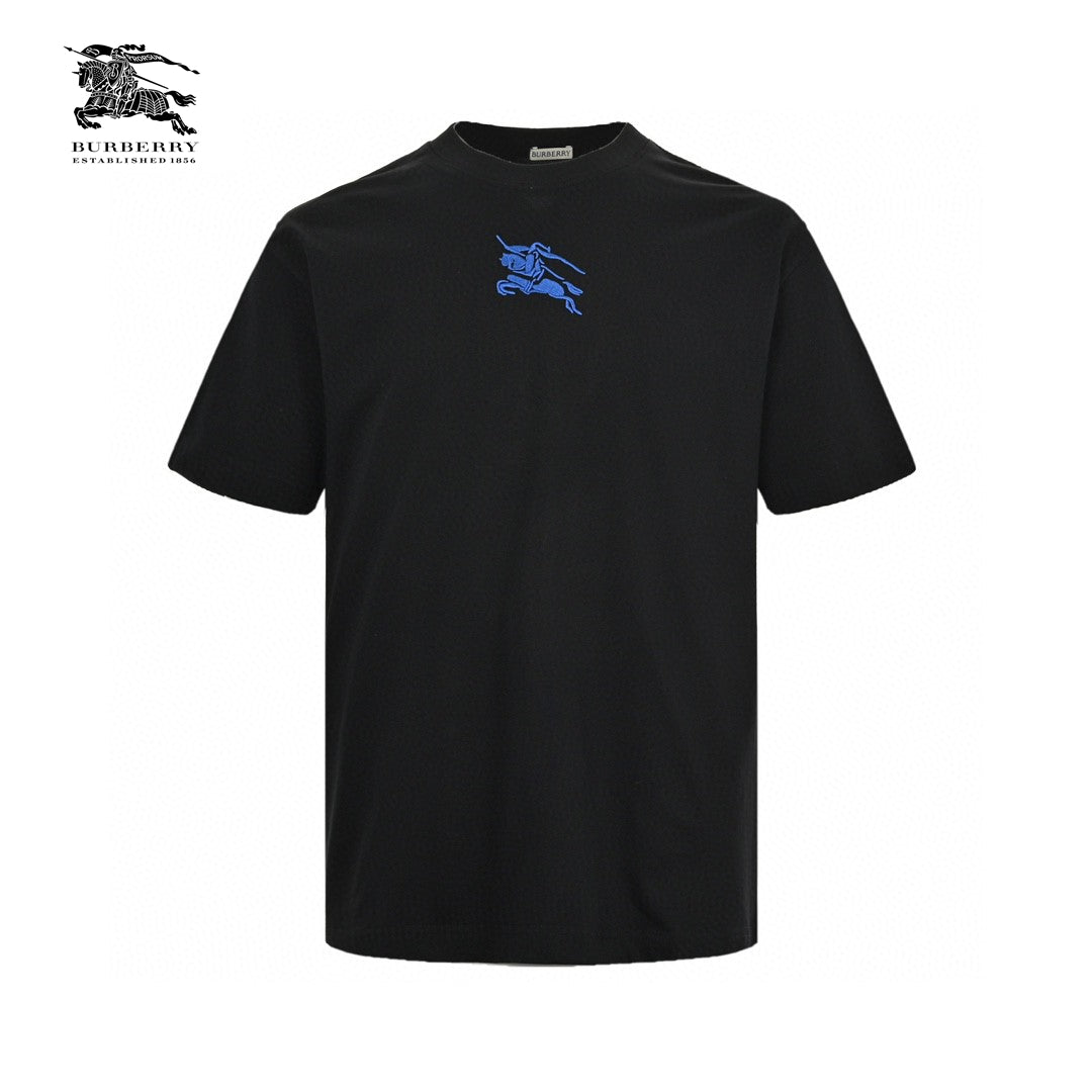 Burberry Black T-Shirt with Blue Equestrian Knight Logo