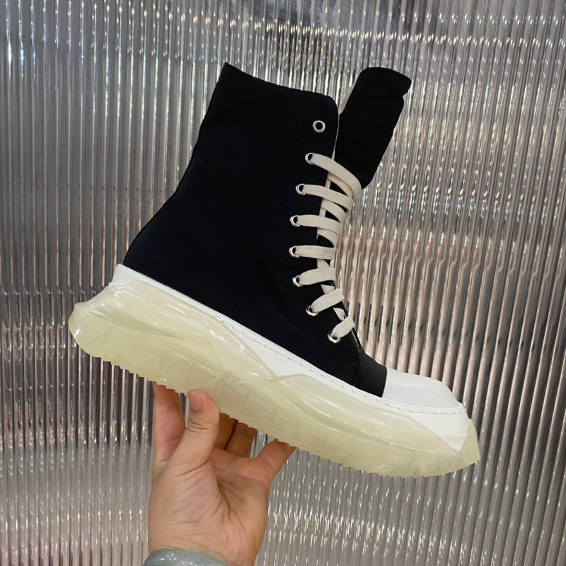 Rick Owens High-Top Canvas Boots - Black with Translucent Sole