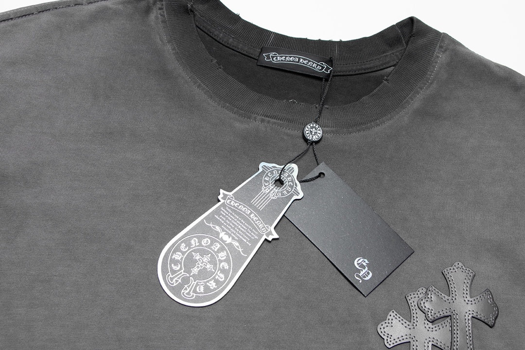 CHROME HEARTS CROSS PATCH T-SHIRT WASHED GREY