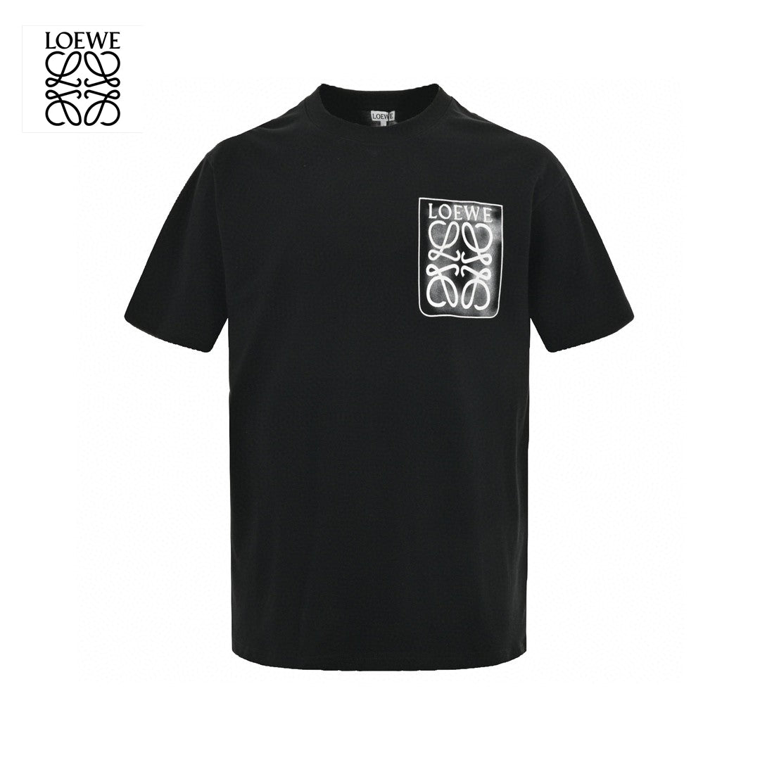 Loewe Black T-Shirt with White Pocket Logo