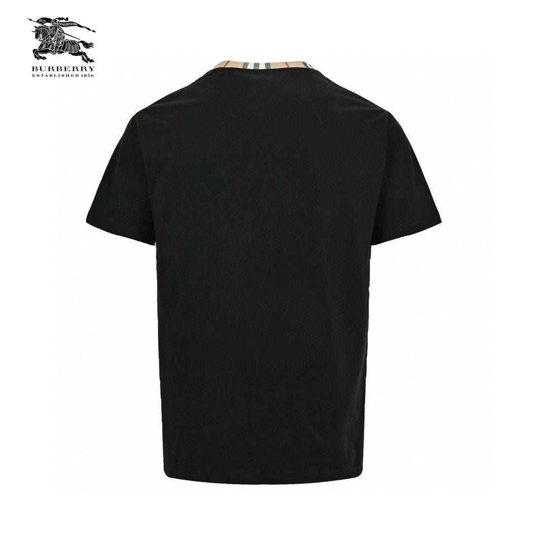 Burberry Logo Collar Detail Black T-Shirt