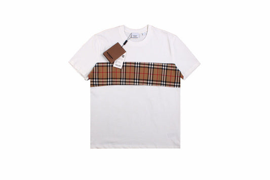 Burberry Check Panel T-Shirt (White)