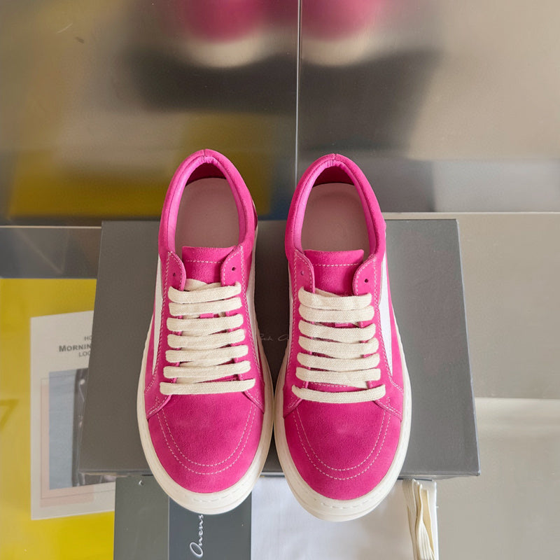 Rick Owens Pink Suede Low-Top Sneakers