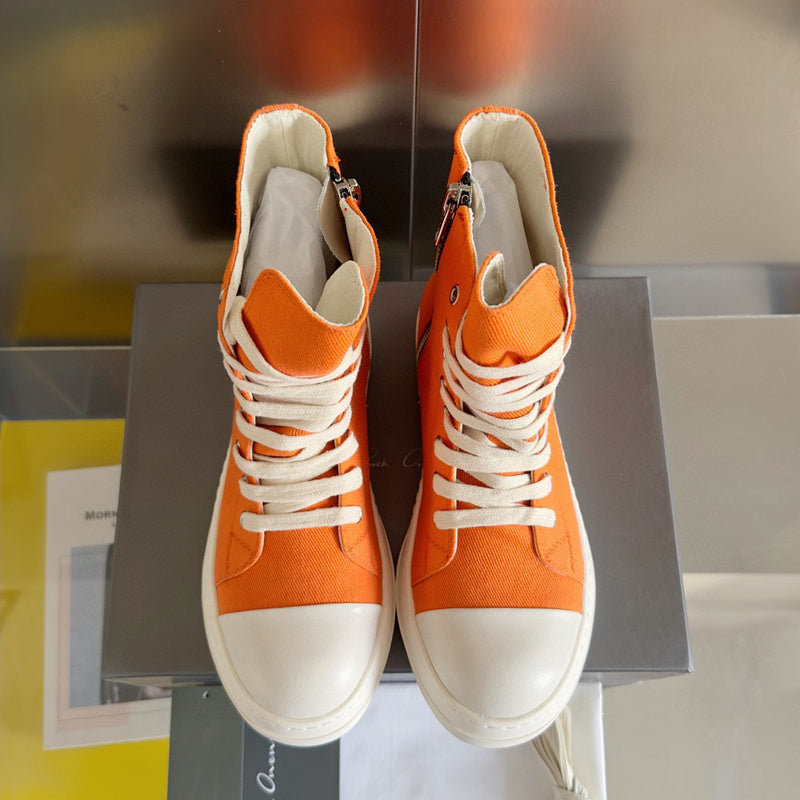 Rick Owens Orange High-Top Sneakers