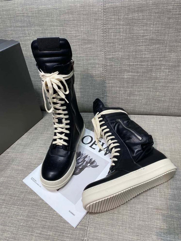 High-Top Leather Lace-Up Boots