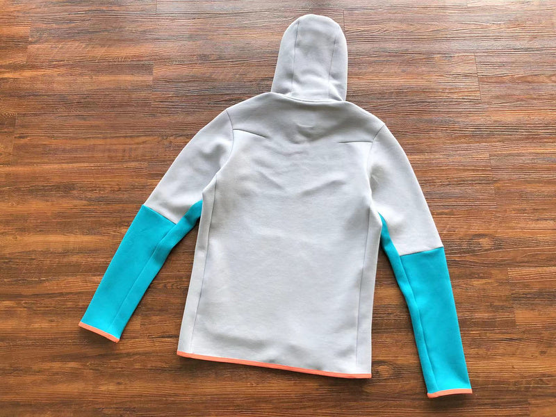 NIKE TECH FLEECE HOODIE x WOLF GREY/AQUAMARINE/ORANGE