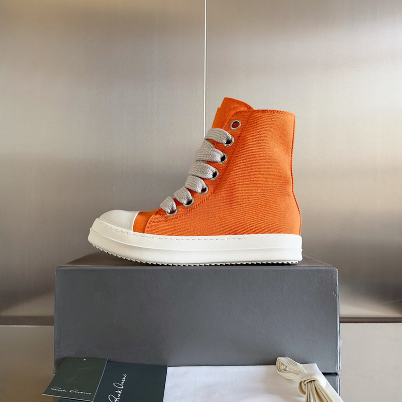 Rick Owens Orange High-Top Sneakers