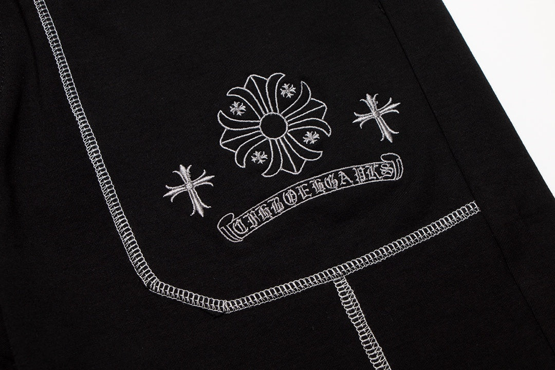 CHROME HEARTS WHITE EMBROIDERY SHORTS BLACK