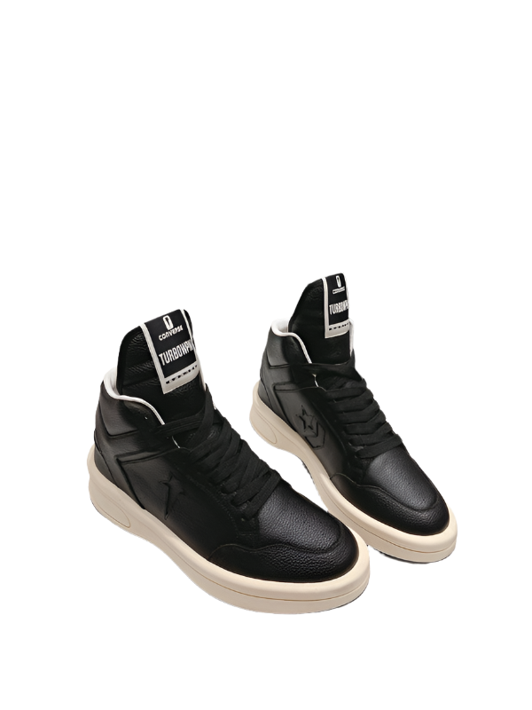 Rick Owens Black and White High-Top Sneakers