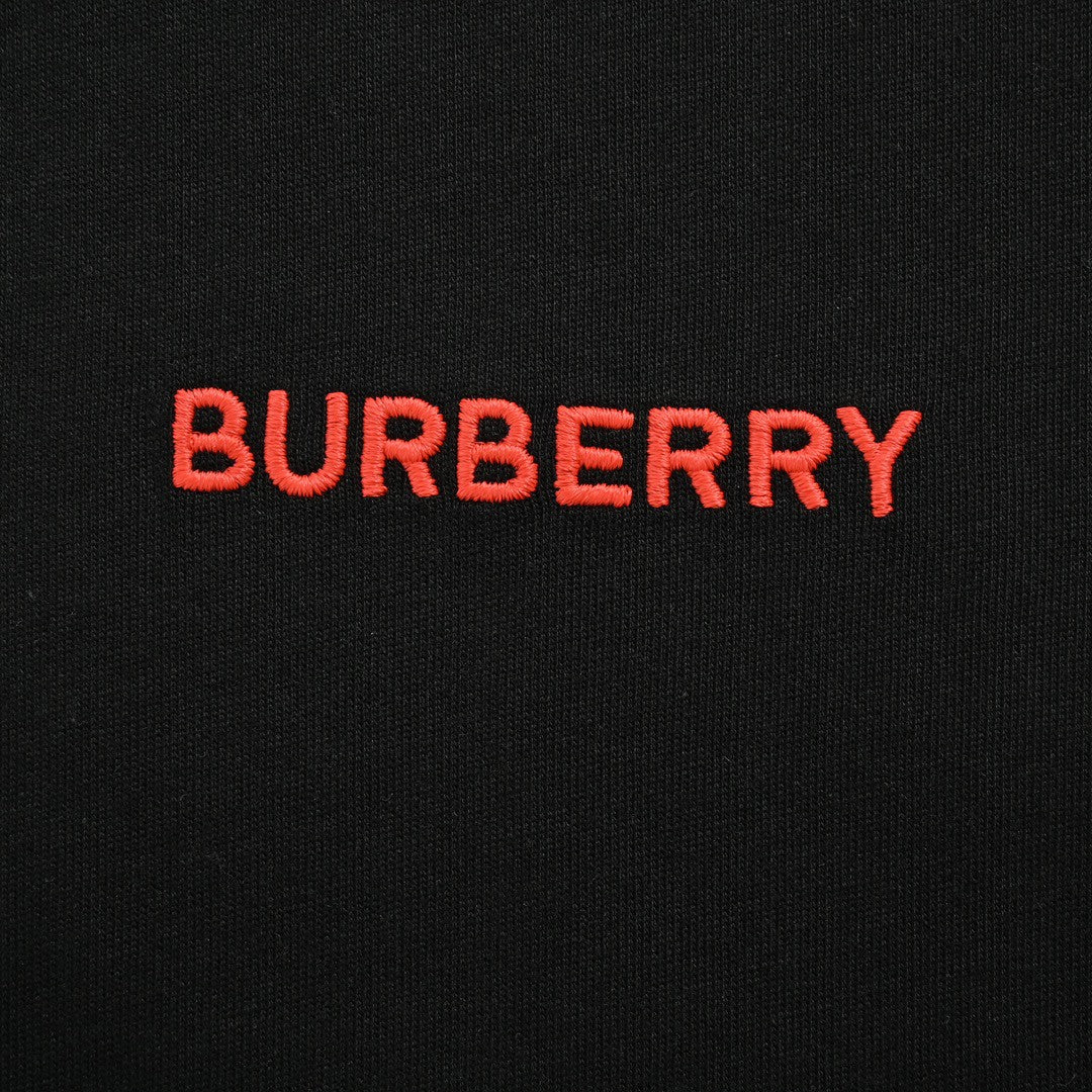 BURBERRY CHECK COLLAR T-SHIRT BLACK