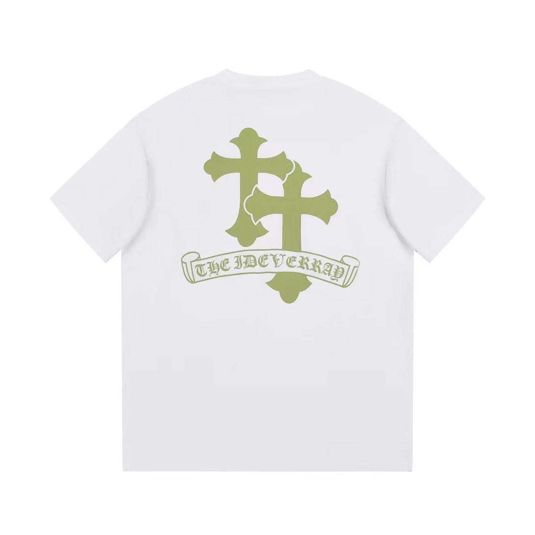 CHROME HEARTS GOLDEN CROSS LOGO T-SHIRT WHITE