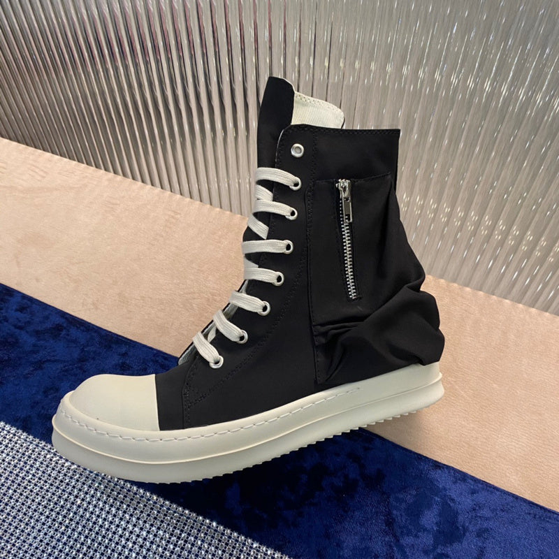 Rick Owens High-Top Nylon Boots - Black and White