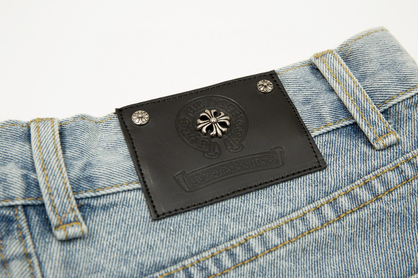 CHROME HEARTS CROSS PATCH JEANS VINTAGE BLUE