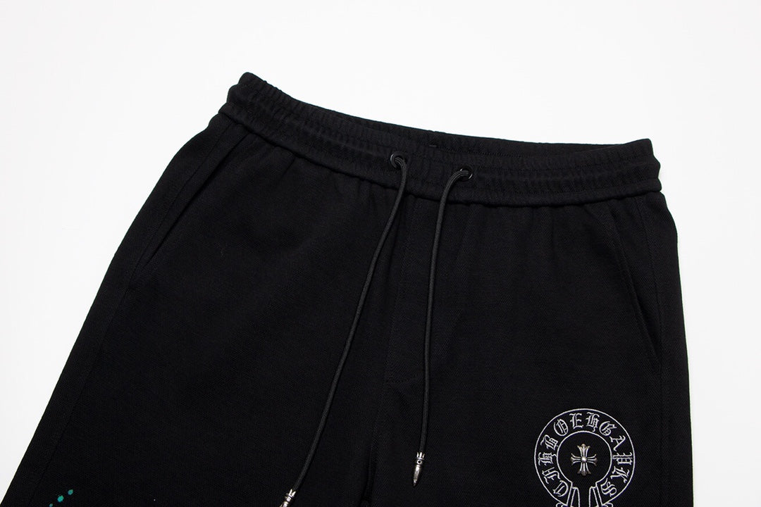 CHROME HEARTS PAINT DRIP SHORTS BLACK