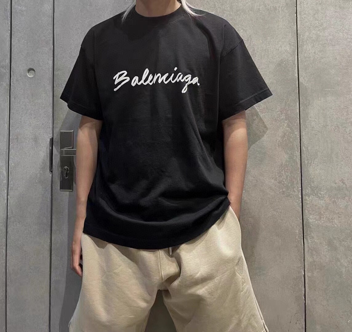 BALENCIAGA CALLIGRAPHY LOGO T-SHIRT BLACK