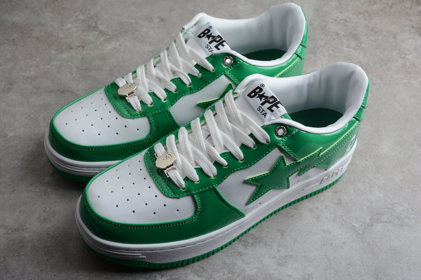 BAPE STA Low-Top Green and White Sneakers