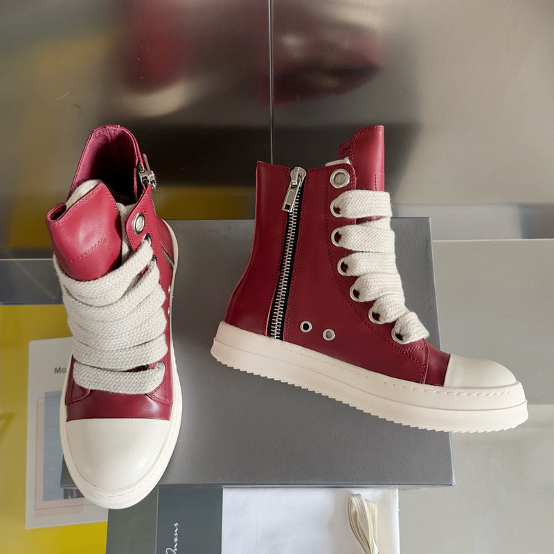 Rick Owens Red High-Top Sneakers