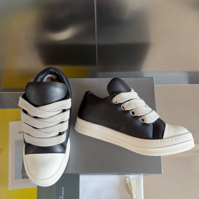 Rick Owens Black and White Low-Top Sneakers