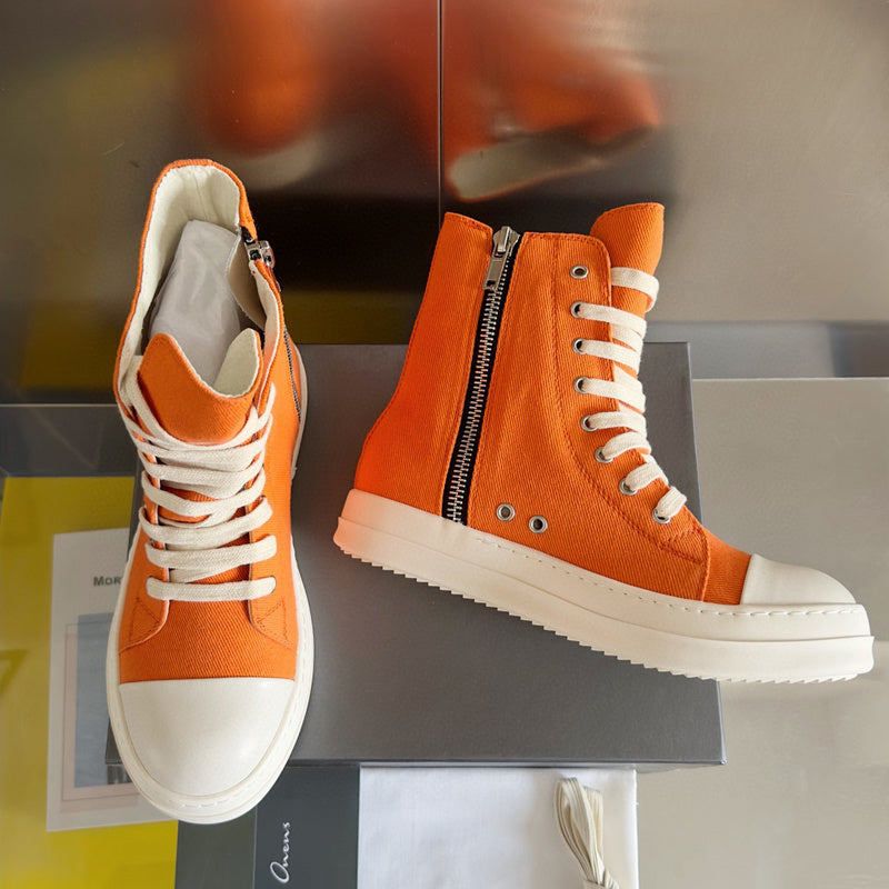 Rick Owens Orange High-Top Sneakers