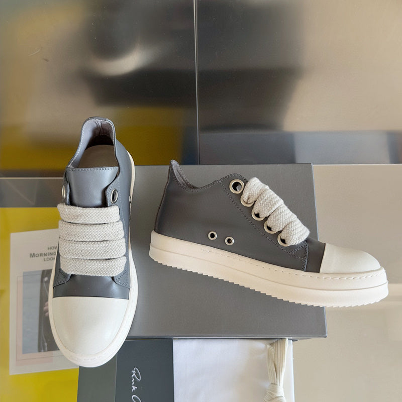 Rick Owens Gray Low-Top Sneakers