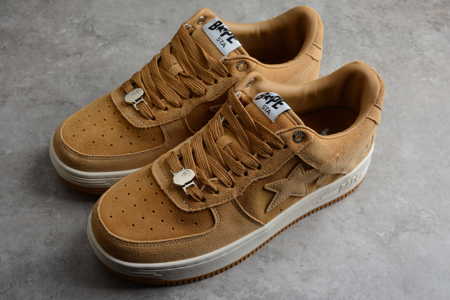 BAPE STA Low-Top Tan Suede Sneakers