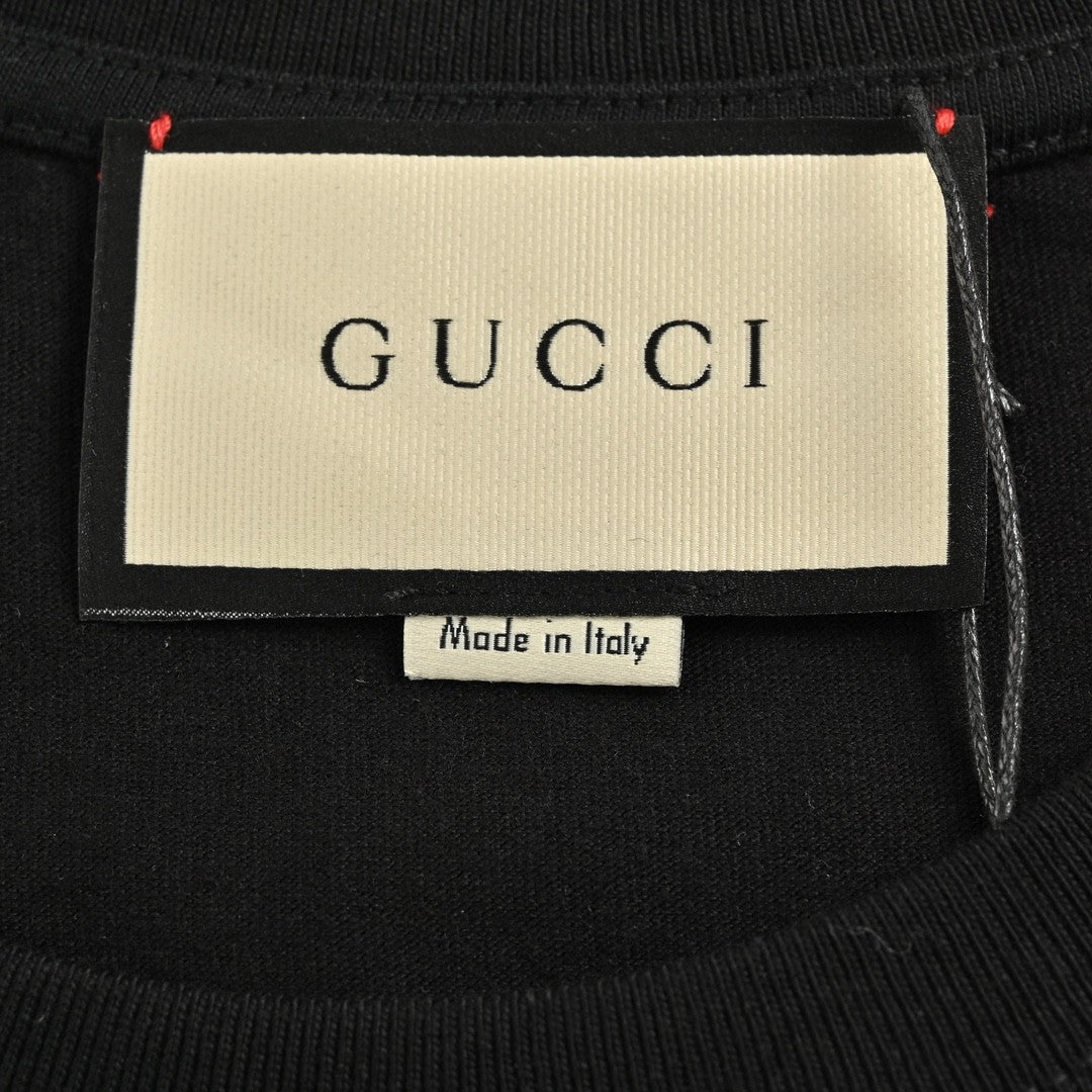 Gucci Black T-Shirt with Pink Dinosaur Graphic