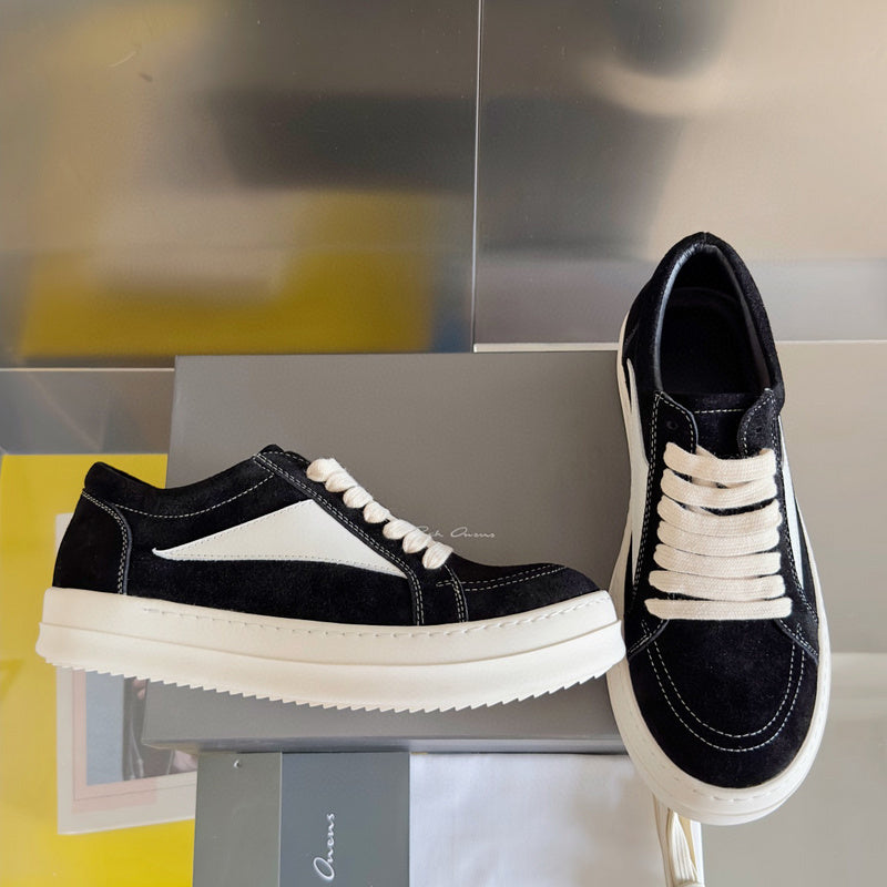 Rick Owens Black Suede Low-Top Sneakers