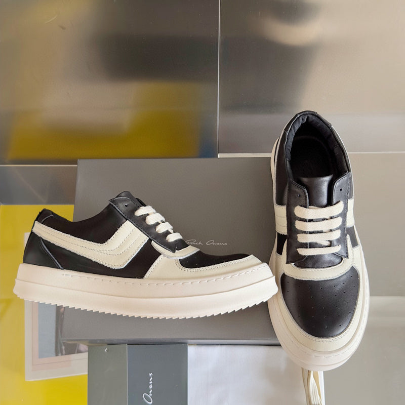 Rick Owens Black and White Low-Top Sneakers